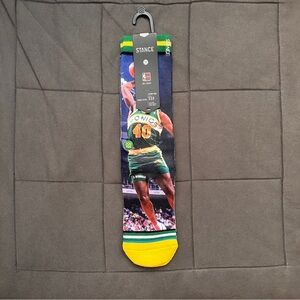 NWT Stance Socks Seattle Super Sonics NBA legends Shawn Kemp & Gary Payton print